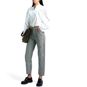 Totême Cropped Cotton-blend Tweed Tapered Pants In Black Size XS